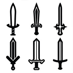 Silhouette Set of Swords Katana, Rapier, and More