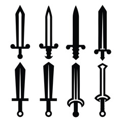 Sword Silhouette Set Medieval and Fantasy Blades