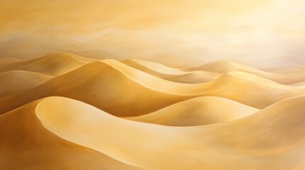 Obraz premium Golden desert dunes at sunset, vast landscape