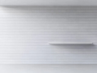 Fototapeta premium Minimalist interior with white paneling and simple shelf in neutral space