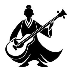 Shamisen  silhouette vector illustration