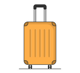 Orange plastic travel suitcase on white background, vector eps10 illustration