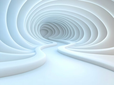 Abstract 3D White Tunnel Background Illustration