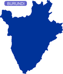 Vector map of Burundi in solid blue color