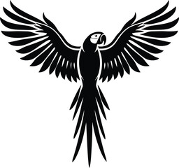 Fototapeta premium Parrot Macaw premium quality silhouette and line art vector illustration, Parrot Macaw vector icon design