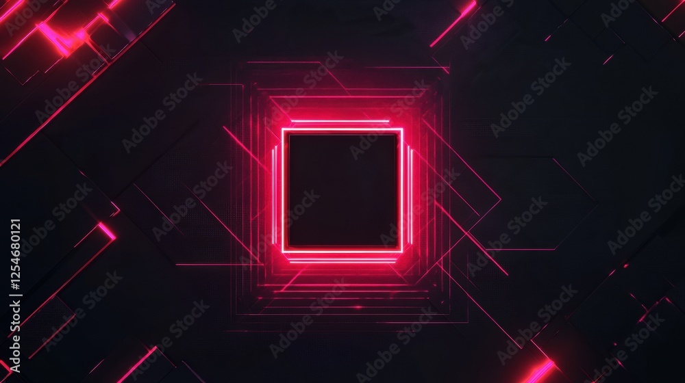 Aufkleber Exploration of microchip technology illustrated through vibrant digital design with geometric patterns. Generative AI