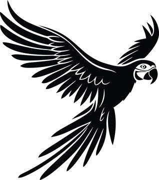 Parrot Macaw premium quality silhouette and line art vector illustration, Parrot Macaw vector icon design