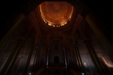 Obraz premium Illuminated Moroccan dome interior at night