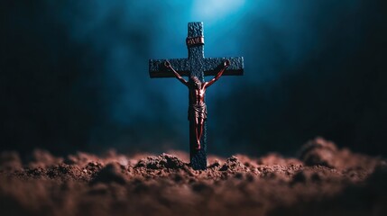 Crucifix of Jesus Christ with Lion of the Tribe of Judah - Symbol of Christian Strength and Faith