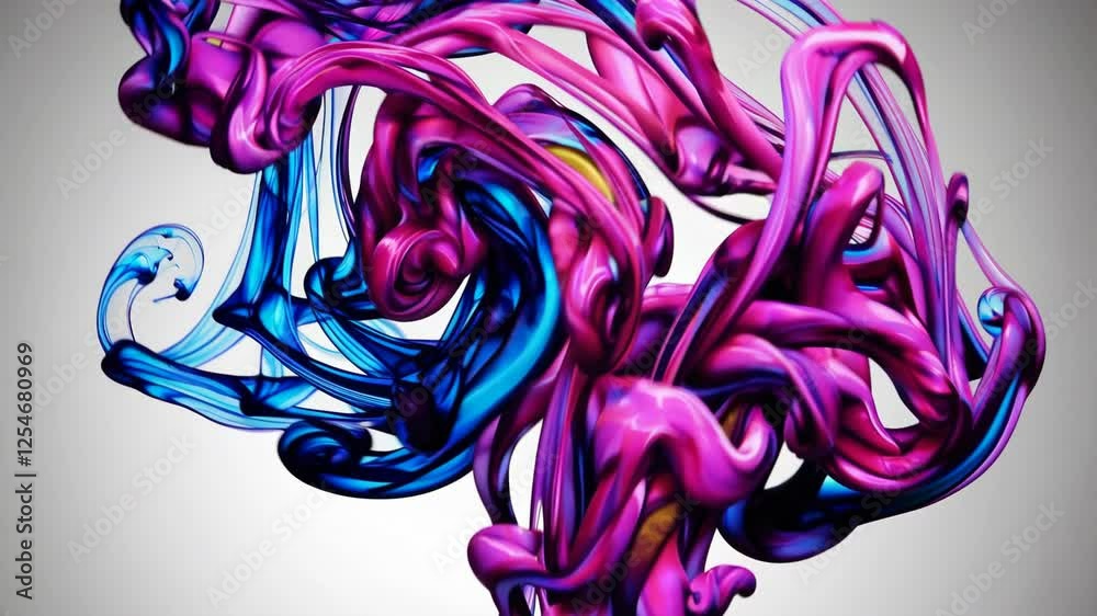 Poster Vibrant abstract ink swirls, dynamic color display. Creative design concept