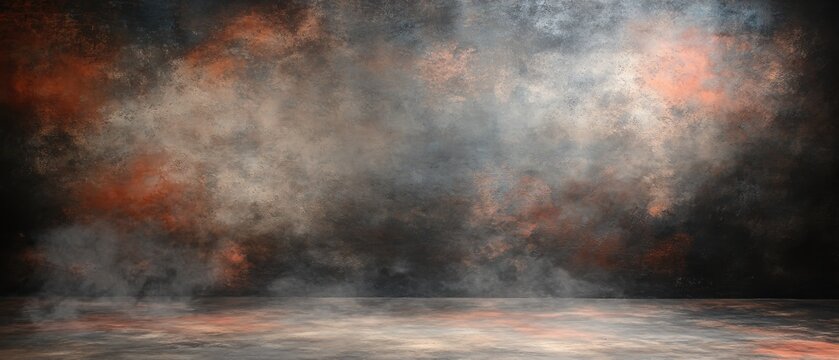 Abstract textured background with smoke effect in dark colors for product display or presentation