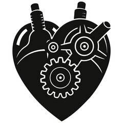 silhouette vector of wind-up mechanical heart