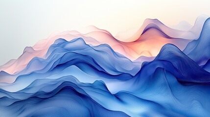 Abstract wave patterns in blue and pink hues create a serene background for digital designs