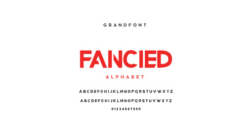 Digital modern alphabet font. Creative abstract urban, futuristic, fashion, sport, minimal technology typography. Simple vector illustration with number