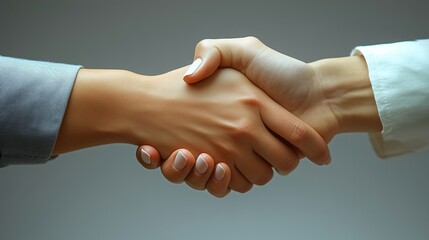 A firm handshake between two business professionals, symbolizing trust, partnership, and successful collaboration, set against a clean, isolated background.