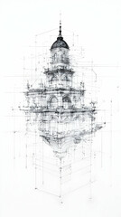 Architectural Sketch Illustration of Grand Building