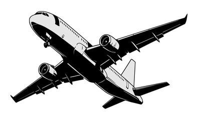 Vector line art illustration of a Passenger Airplane.