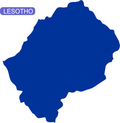 Vector map of Lesotho in solid blue color