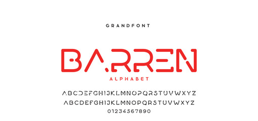 Digital modern alphabet font. Creative abstract urban, futuristic, fashion, sport, minimal technology typography. Simple vector illustration with number