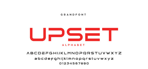 Digital modern alphabet font. Creative abstract urban, futuristic, fashion, sport, minimal technology typography. Simple vector illustration with number