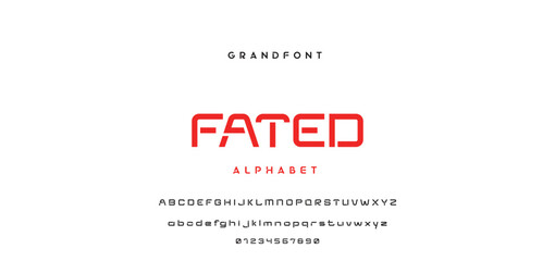 Digital modern alphabet font. Creative abstract urban, futuristic, fashion, sport, minimal technology typography. Simple vector illustration with number