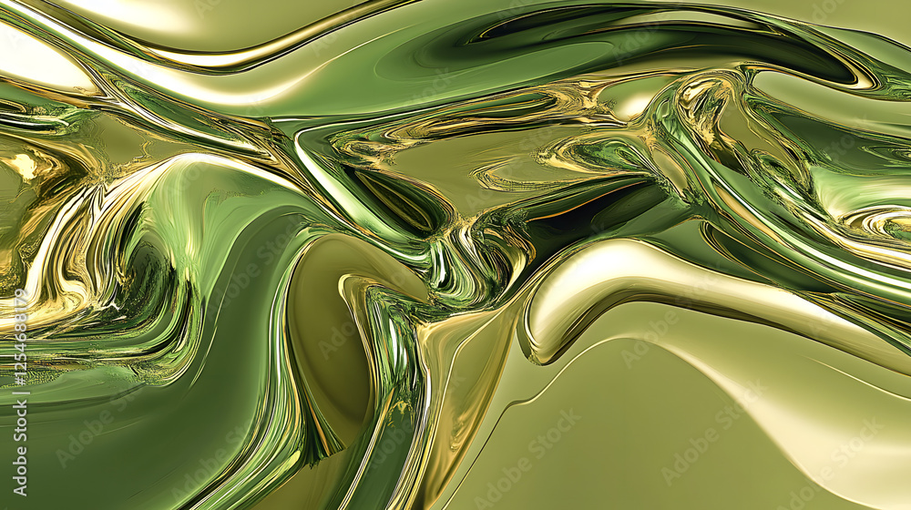 Poster abstract green and gold background with dynamic patterns and textures for design projects and artist