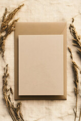 A greeting card with a plain kraft paper background