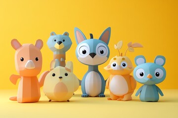 Naklejka premium Adorable flat cartoon animals for toddlers! Bright, playful, and simple designs perfect for kids' nursery art, educational materials, and fun projects. Ideal for microstock