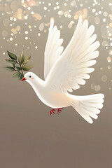 Fototapeta premium A Simple Greeting Card Featuring a white dove carr