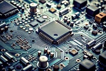 close up of a circuit board with intricate circuits chips and components