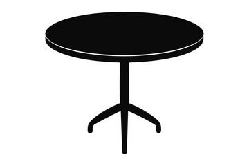 Round table silhouette vector on white background