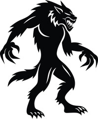 Angry werewolf silhouette vector illustration, werewolf isolated vector icon design