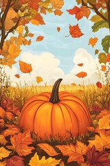 A pumpkins greeting card with orange and yellow