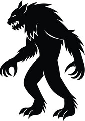 Angry werewolf silhouette vector illustration, werewolf isolated vector icon design