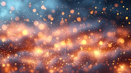 Abstract representation of glowing particles in a cloudy sky, creating a magical atmosphere