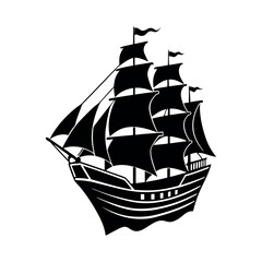 Cruise vector art silhouette illustration. Ship on a white background