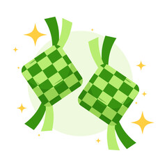 Cute Indonesian food traditional eid al fitr ramadan mubarak ketupat clipart illustration