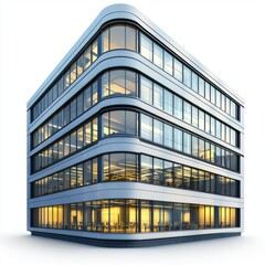 Fototapeta premium Modern architectural building with large glass windows and stylish design showcasing a sleek exterior and bright interior lighting