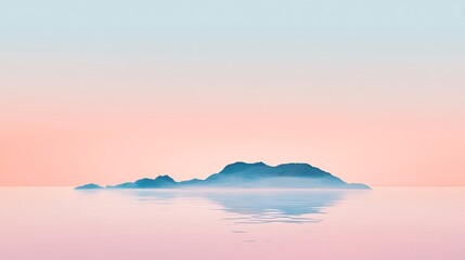 Serene Island Silhouette at Peaceful Dawn