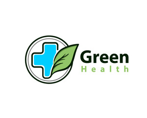 green nature health cross logo design template illustration inspiration