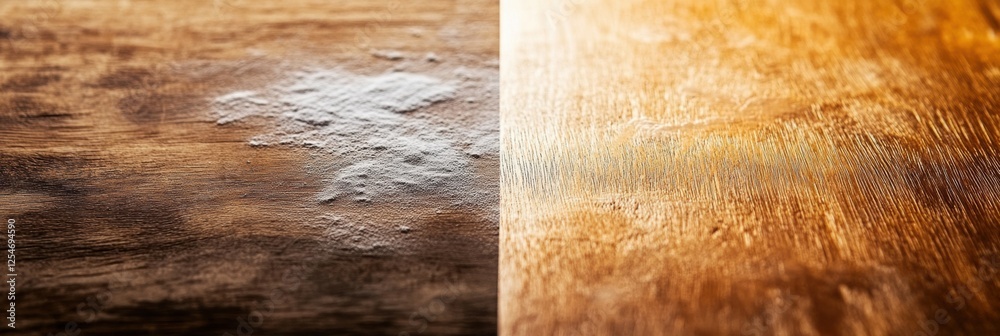 Poster Dusty versus clean surface comparison illustrating the impact of regular cleaning practices and maintenance over time. Generative AI