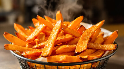 A plate of french fries with salt and pepper