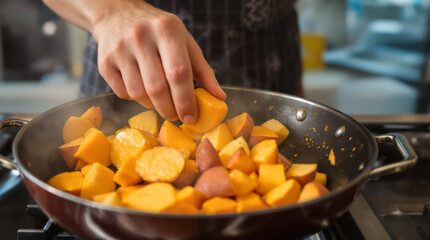A tray of roasted potatoes with a lot of seasoning on them