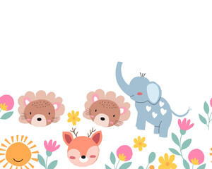 Obraz premium Cute Hand Drawn Animal Background