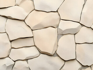Creamy Beige Stone Wall 3D Illustration