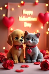Fototapeta premium Love of dogs and cats