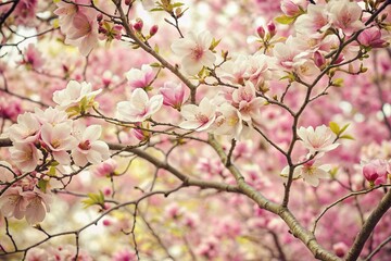 Obraz premium branches filled with blooming cherry blossoms apple blossoms magnolia flowers evoking the beauty and renewal of springtim