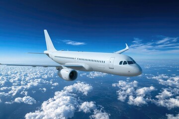 Obraz premium Commercial airplane flying above the clouds