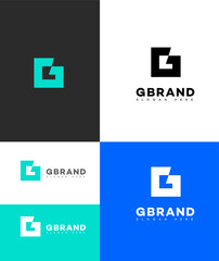 Modern Minimalist G Brand Logo Design Variations in Teal and Black