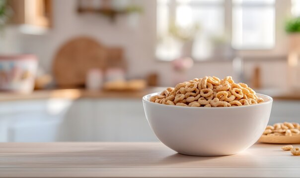 bowl of cheerios on the kitchen table, Generative AI